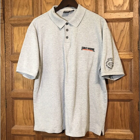 Harley-Davidson Motorcycles Mens XL Polo Shirt Pique Knit Heather Gray Biker Top - Picture 1 of 10